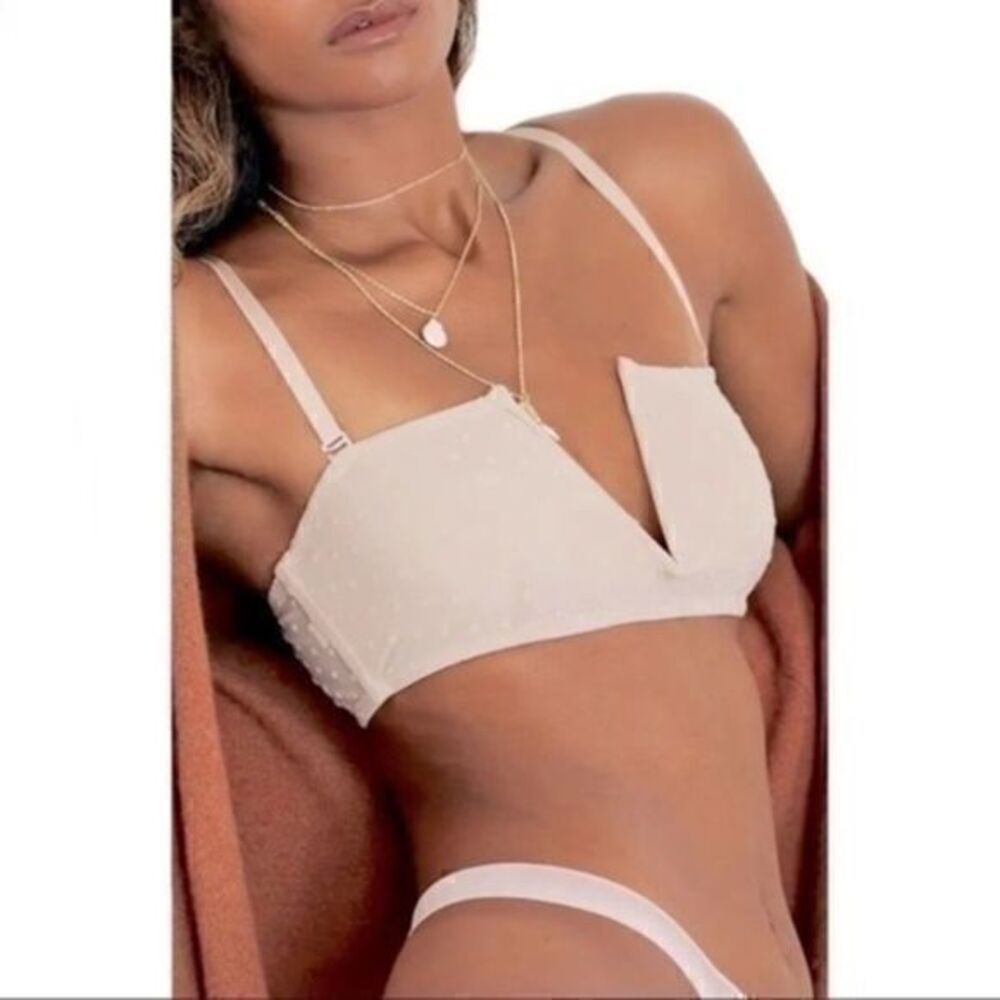 Women's Size S NWT Free People Sierra Deep V Bandeau Bra S Beige Cream New